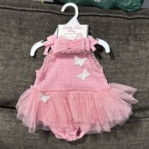 Little Lass Pink Tutu Diaper Cover with Butterfly Details